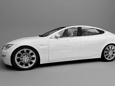 White Modern Sedan Car With Sleek Design And Alloy Wheels 3d model
