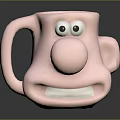 Adorable Pink Cartoon Face Mug Featuring Playful Eyes Nose And Smile