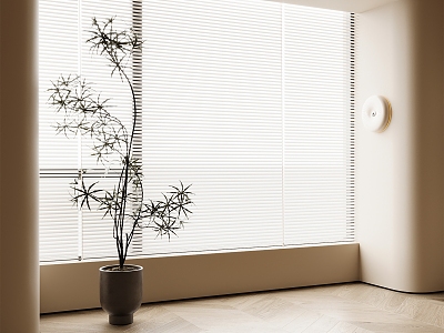 Modern venetian blinds potted plants model