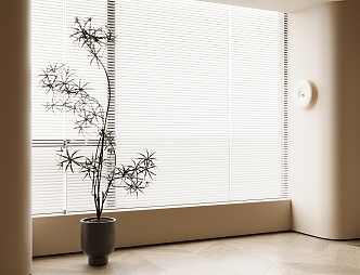 Modern venetian blinds potted plants 3d model