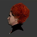 Fantasy Character Bust Sculpture Featuring Fiery Creature Like Hair And Black Collar