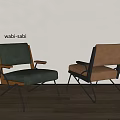 Wabi Sabi Style Leather Accent Chairs Green And Brown With Metal Legs