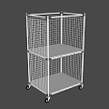 Metal Wire Mesh Storage Shelving Unit With Wheels And Multiple Shelves 3d model