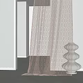 Sheer Pastel Pink Curtain With Circular Geometric Pattern For Modern Interior Decor