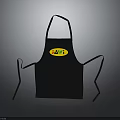 Black Kitchen Apron With Yellow Circular Logo Red Text LAVI And Front Pocket 3d model