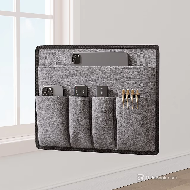Wall Mounted Fabric Storage Organizer With Multiple Pockets For Daily Essentials 3d model 