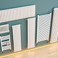 White Wall Mounted Radiators With Various Designs In Modern Home Interior 3d model