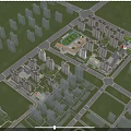 Aerial View Planning of Modern Residential Complex with Green Spaces and Roads