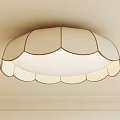Cream Colored Modern Ceiling Light with Petal Design and Brown Trim 3d model