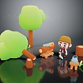 Cartoon Characters Camping Cartoon Forest 3d model