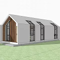 Modern White Detached Villa Exterior With Wooden Accents Large Windows And Green Lawn