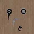 Wall Mounted Key Holders With Metal Hooks And Hanging Keys On Wooden Surface