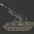Military Tank Equipped with Multiple Missile Launchers and Camouflage Armored Design