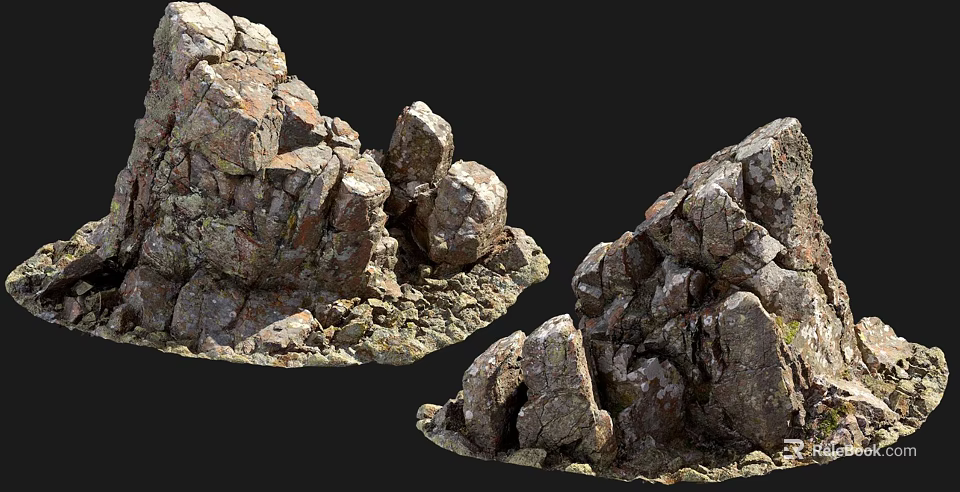 Natural Stone And Wood With Rough Surface For Decorative Landscaping Use 3d model 