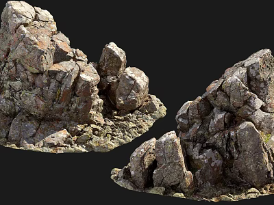 Natural Stone And Wood With Rough Surface For Decorative Landscaping Use 3d model