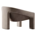 Modern Minimalist Light Brown Armchair With Curved Arms Square Legs And Round Pillow
