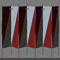 Red And White Diagonal Striped Room Dividers With Multiple Panels And Metal Stands