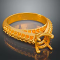 Elegant Gold Fashion Ring With Orange Gemstones And Intricate Decorative Setting