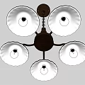 Vintage Chandelier Light Fixture Combination with Brown Frame and White Glass Shades