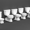Various White Toilets In Multiple Designs Showcasing Different Bathroom Styles 3d model