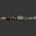 Decorative Weapon Design With Gold And Black Patterns Metal Blade And Mechanical Structure