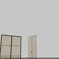 Modern Sliding Doors With Black And Beige Frames And Woven Panels 3d model
