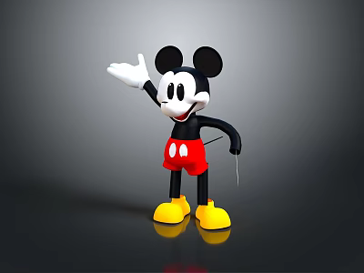 Game And Movie Character Mickey Mouse With Black Ears White Face Red Shorts And Yellow Shoes 3d model