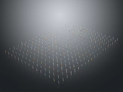 Weapon Silhouette Formed By Many Small Human Figures Arranged In Formation 3d model
