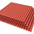 Red Corrugated Metal Building Components Stacked For Construction Projects 3d model