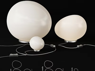 Modern Dining Table Decor With White Spherical Lamps And Lighting Fixtures 3d model