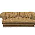 Brown Fabric Two Seater Sofa With Floral Patterned Cushions And Decorative Trim