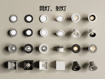 Various Styles of Downlights and Spotlights With Different Designs and Colors 3d model