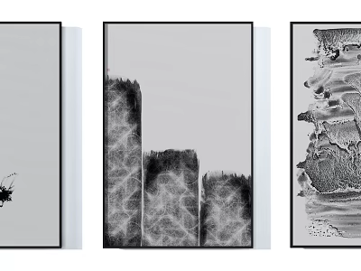 Abstract Black and White Artworks with Textured Patterns for Modern Wall Decor 3d model