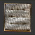 Square Geometric Pattern Tufted Ottoman With Black Legs And Wooden Base