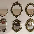 Vintage Decorative Mirrors with Ornate Brass Frames Wall Mounted Design 3d model
