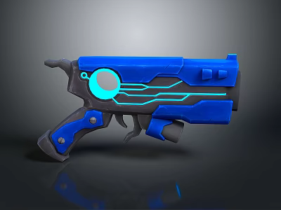 Sci Fi Gun Design With Blue Frame Glowing Lines And Circular Light 3d model