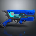 Sci Fi Gun Design With Blue Frame Glowing Lines And Circular Light