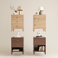 Modern Bedside Table Log Bedside Table Solid Wood Bedside Table Drawer Type Table Lamp 3d model