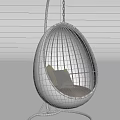 White Egg Shaped Hanging Chair With Yellow Cushions Gray Seat And Metal Stand