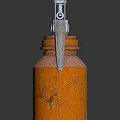Vintage Rusty Sprayer Tool With Orange Canister Metal Nozzle And Handle