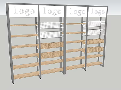 Sturdy Metal Frame Storage Shelving Units With Wooden Shelves And Grid Partitions 3d model