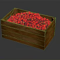 Fresh Red Strawberries Filled in Wooden Crate With Yellow Seeds On Dark Background