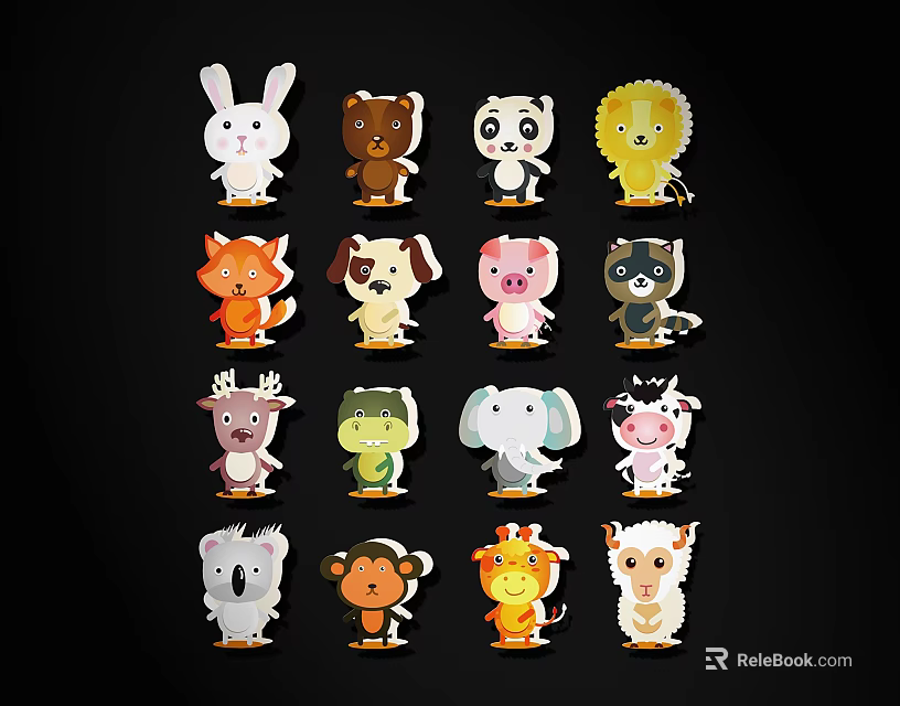 Building Blocks With Various Cute Cartoon Animal Characters Creative Play Set For Kids 3d model 