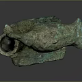 Ancient Bronze Bird Sculpture With Decorative Container Base And Intricate Carving Details