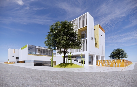 modern school middle school building 3d model