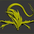 Colorful Fantasy Creature With Green Spiky Mane Blue Serpentine Body And Colorful Patterned Wings