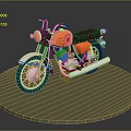 Vintage Orange And Black Motorcycle On Circular Display Stand With Classic Design Features