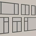 Modern Casement Windows With Various Sizes Gray Frames And Louvered Designs 3d model