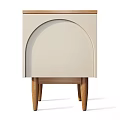 Modern Light Colored Dinnerware Cabinet Set With Arched Doors Wooden Legs And Combination Design