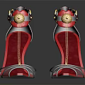 Elegant Transparent High Heels With Red Toe Cap And Golden Chain Details